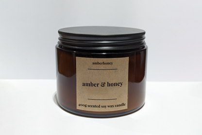 Amber & Honey Scented Soy Wax Candle