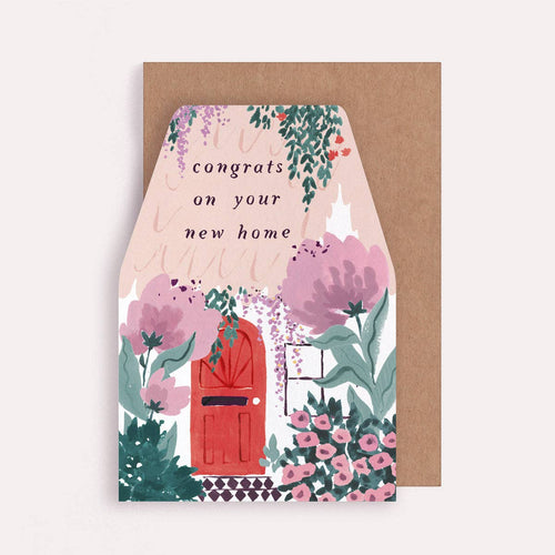 "Congrats On Your New Home" Cottage Shaped Housewarming Greeting Card