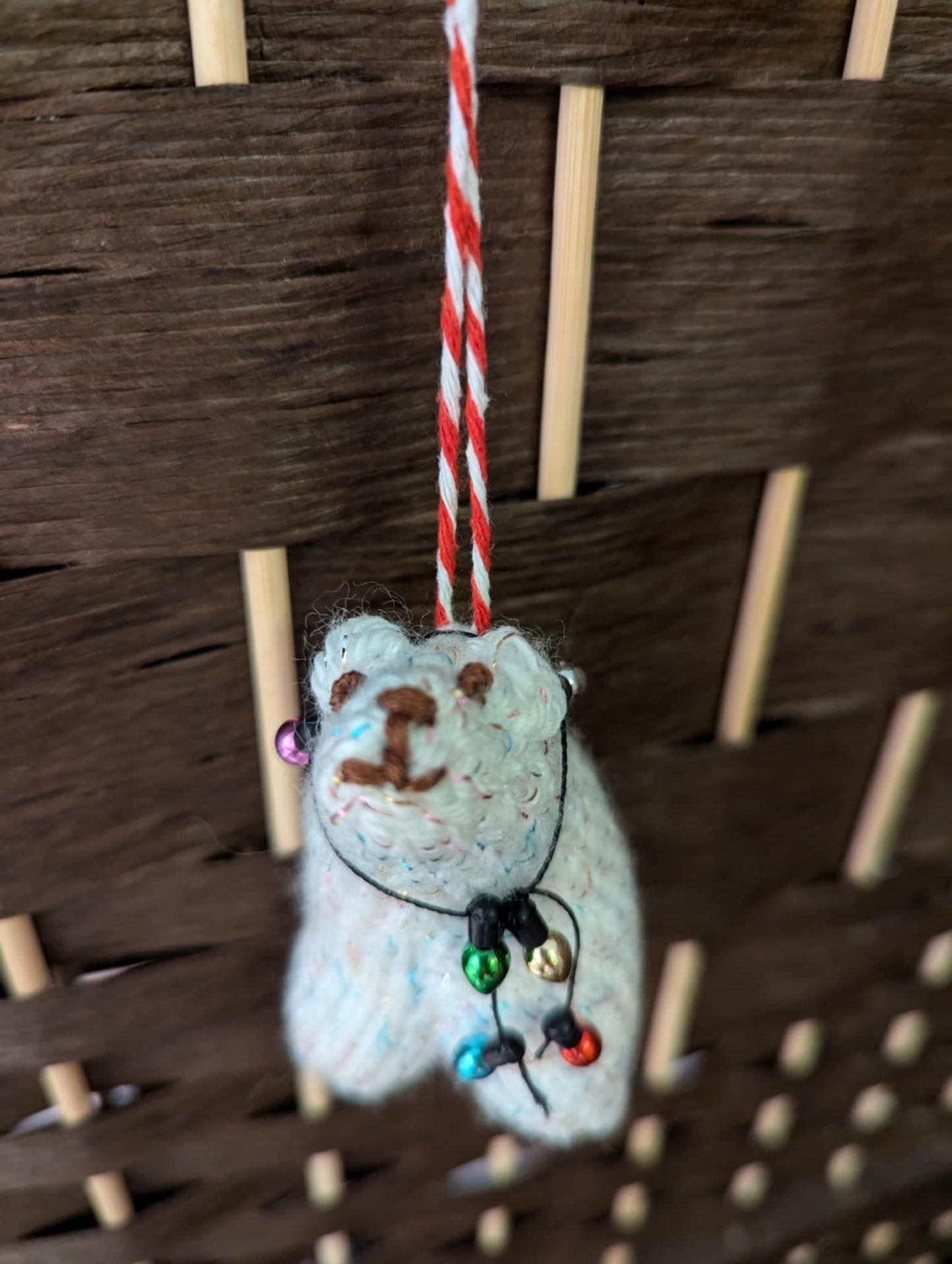 Knitted Polar Bear Christmas Tree Decoration