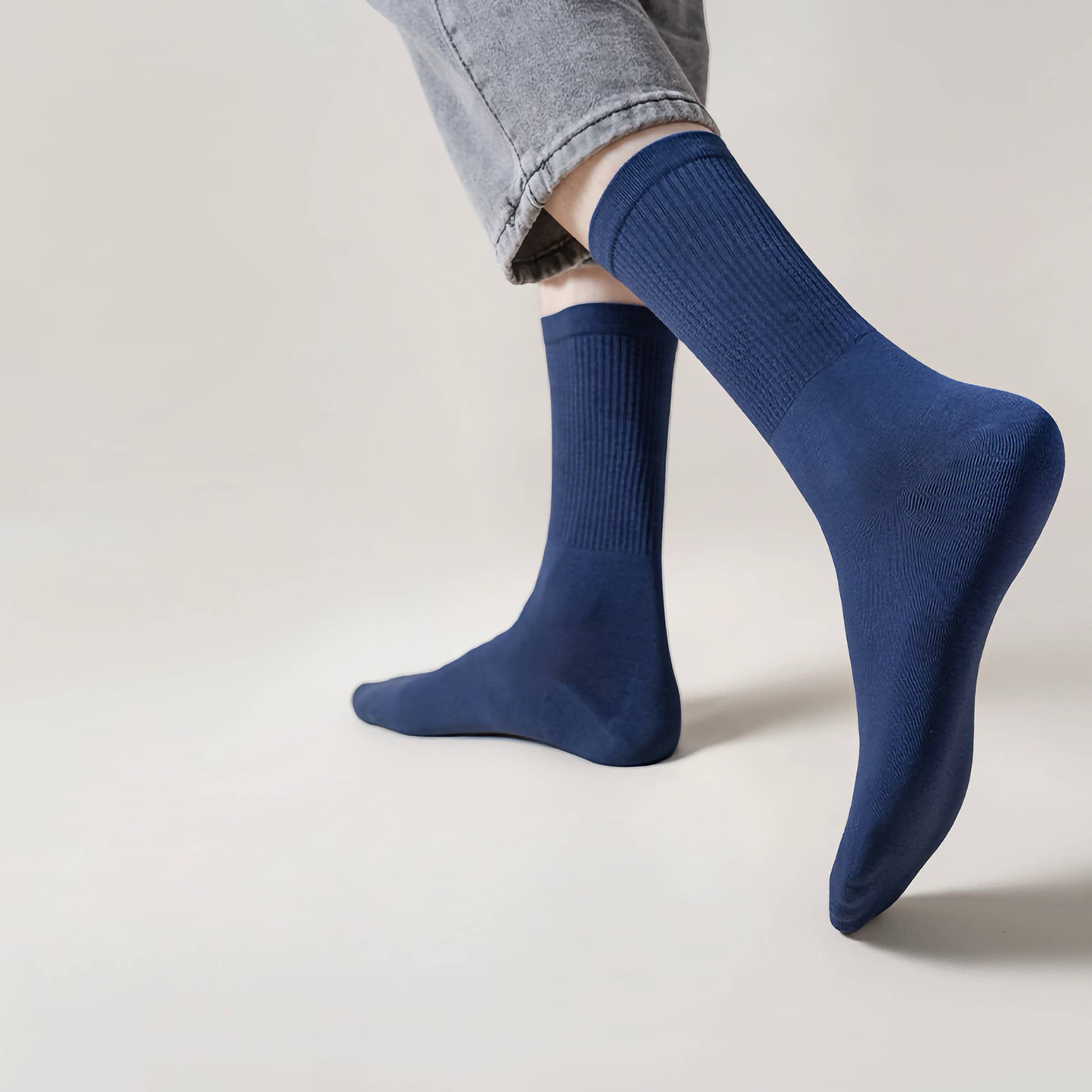 Men’s Navy Cotton Crew Socks