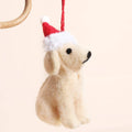 Felt Dog With Santa Hat Hanging Christmas Tree Decoration