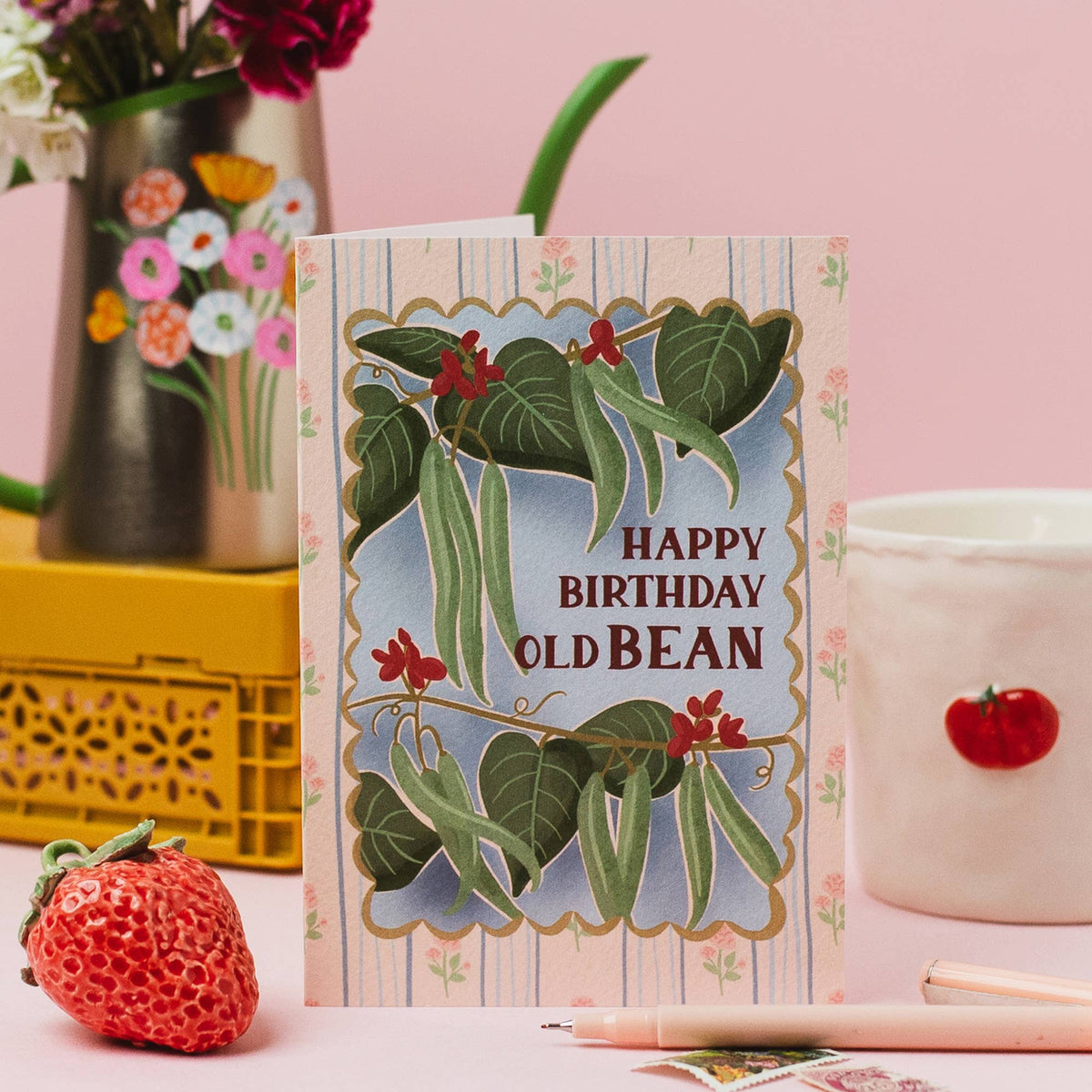 "Happy Birthday Old Bean" Runner Bean Birthday Card