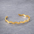 Wavy Star & Shell Engraved Adjustable Bangle - PVD Gold Plated