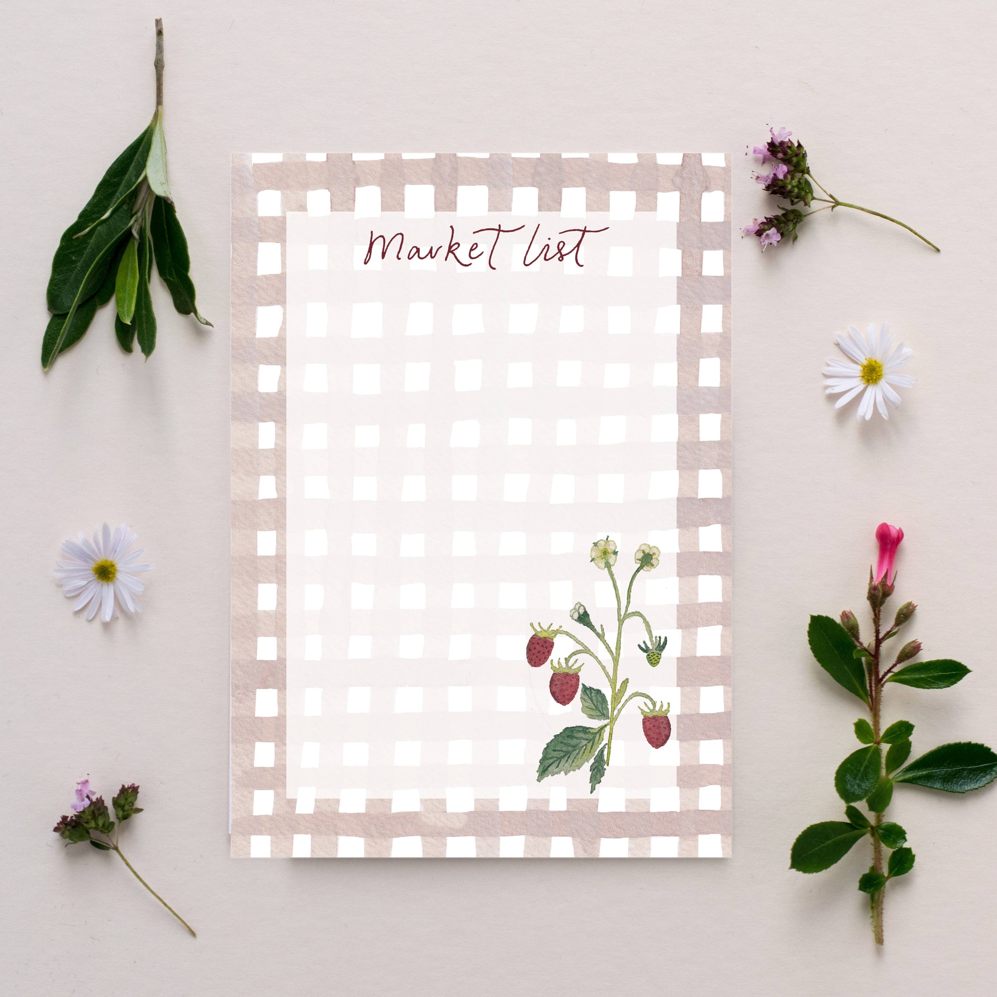 Wild Strawberry Market Shopping Notepad