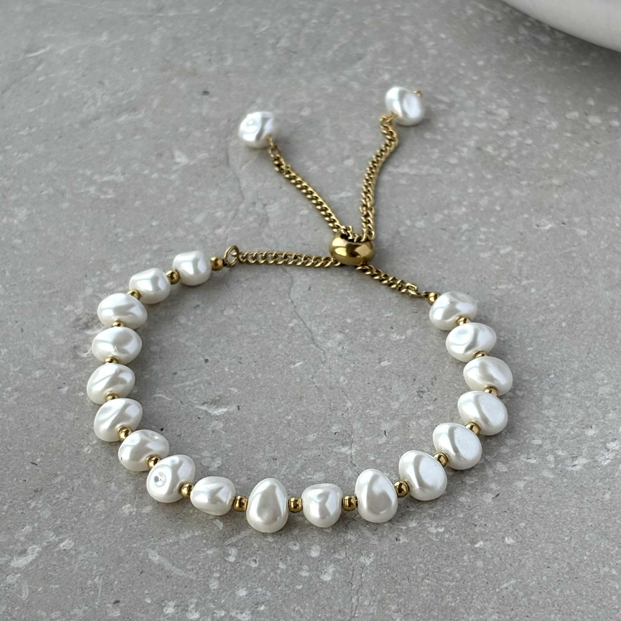 Faux Pearl Bracelet - PVD Gold Plated