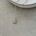 Pink Zirconia Flower Necklace - PVD Gold Plated
