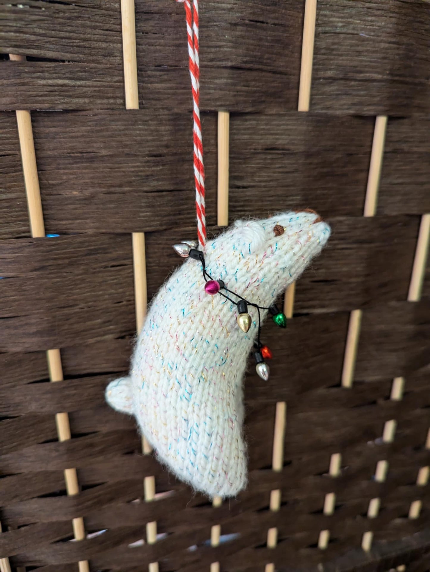 Knitted Polar Bear Christmas Tree Decoration