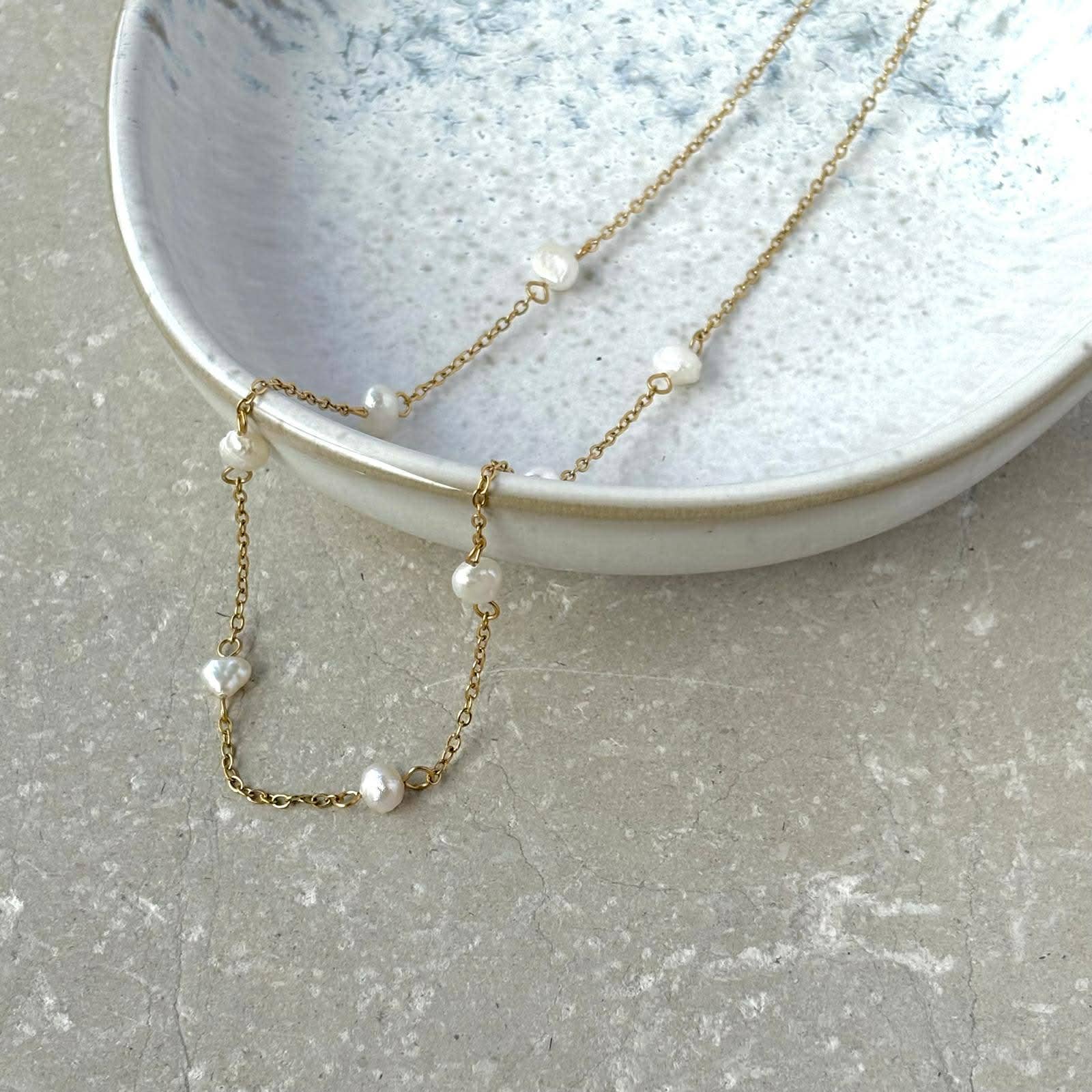 Freshwater Pearl Chain Necklace - PVD Gold Plated