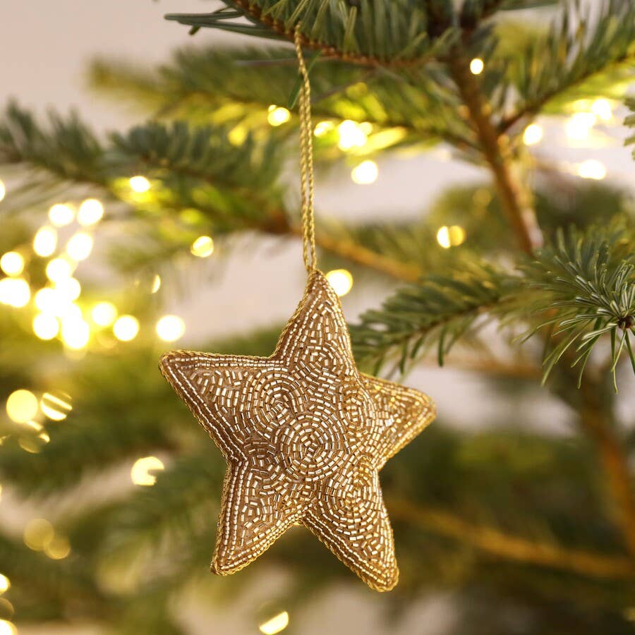 Beaded Star Hanging Christmas Tree Decoration