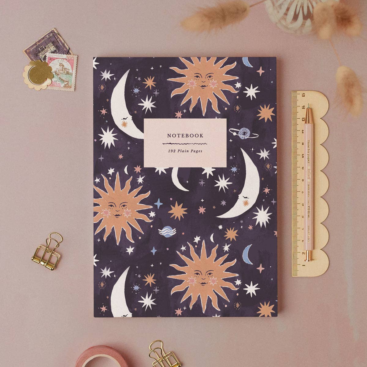 Navy Celestial Moon & Sun Notebook