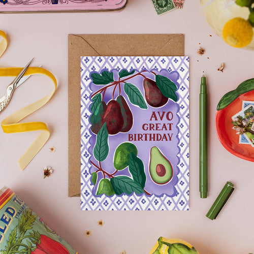 "Avo Great Birthday" Avocado Birthday Card