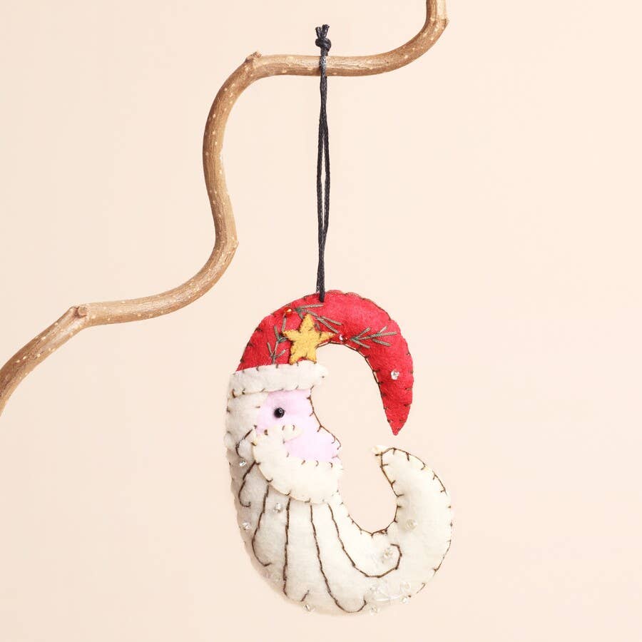 Beaded Felt Father Christmas Hanging Christmas Tree Decoration