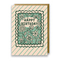 Green Floral Print Birthday Card