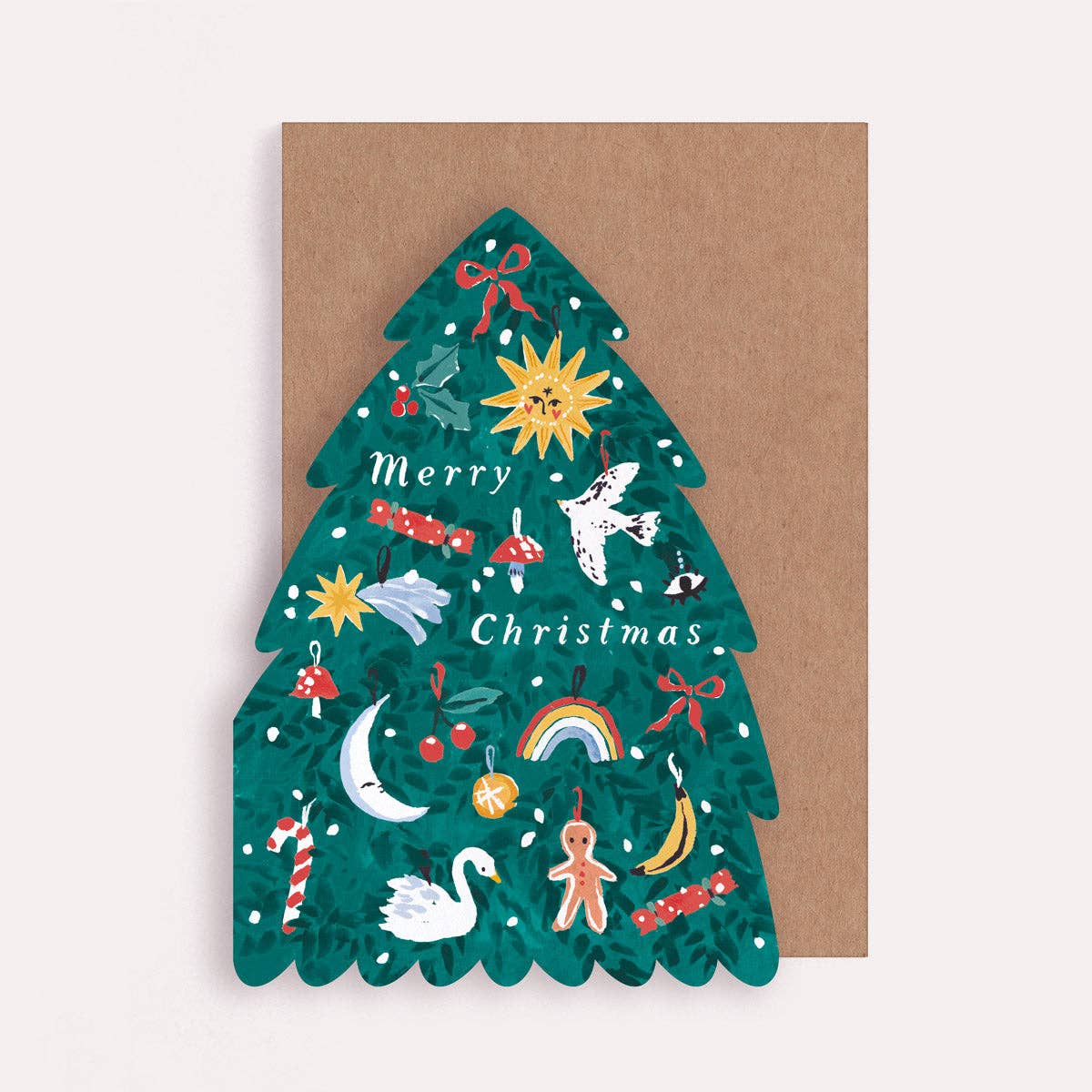 Merry Christmas Tree Shaped Greeting Card