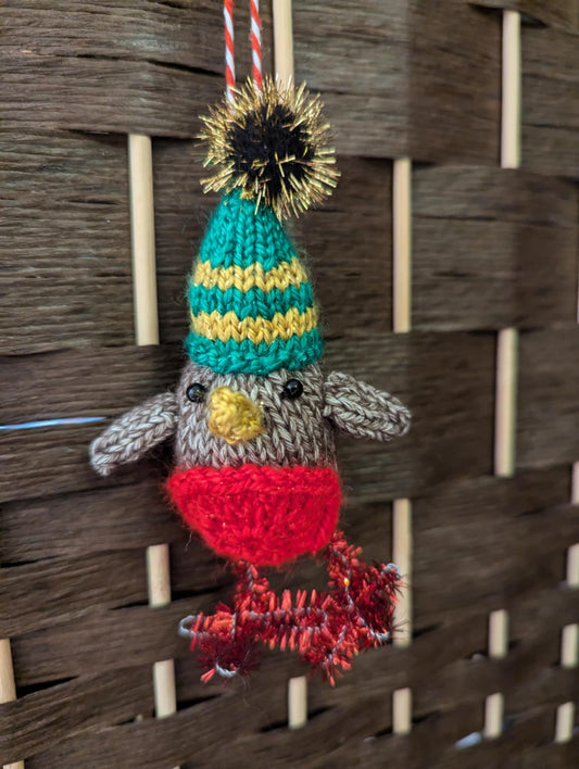 Knitted Robin Christmas Tree Decoration