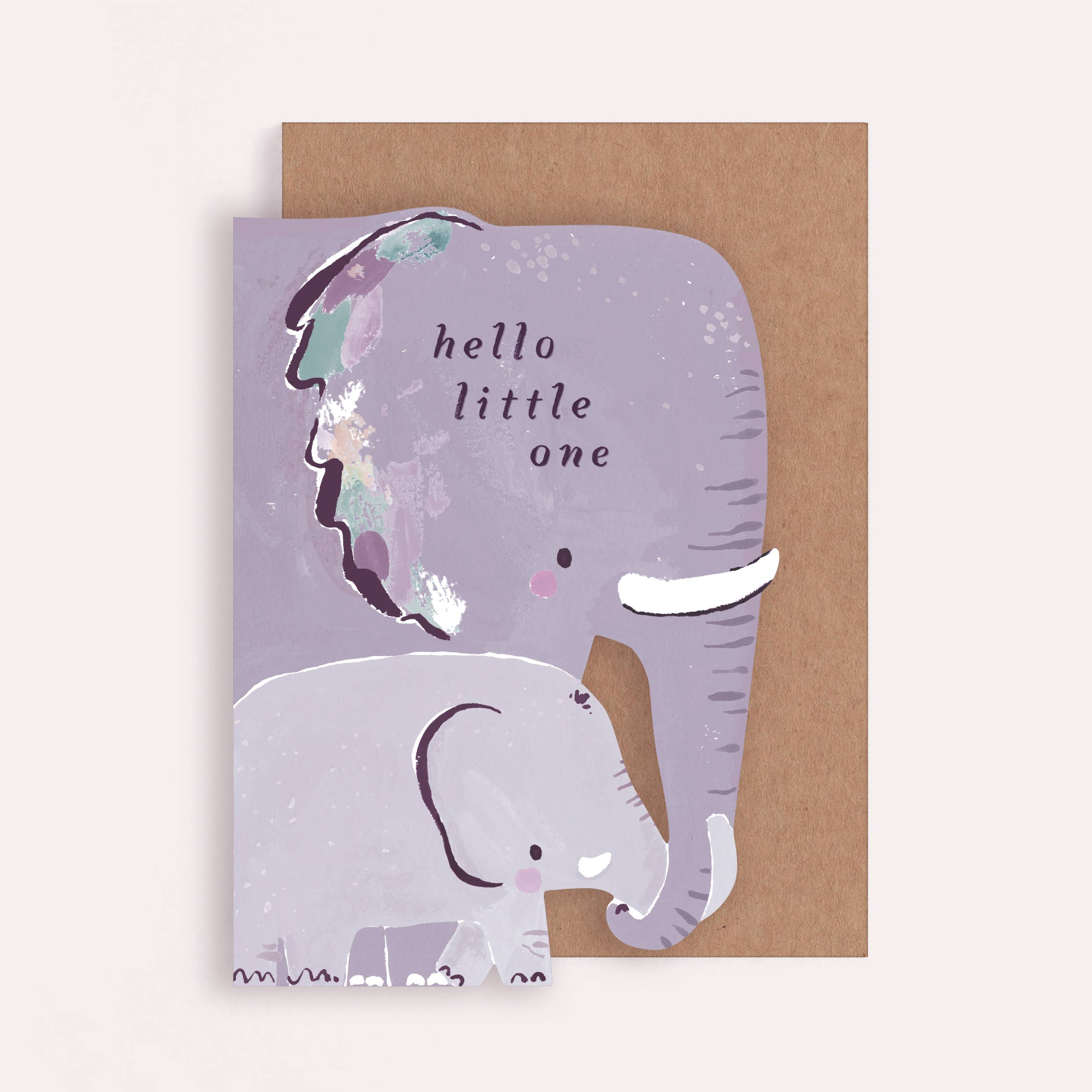 "Hello Little One" Elephant Shaped New Baby Greeting Card